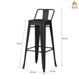 เก้าอี้บาร์สตู มีพนักพิง [C-504D] สีดำ