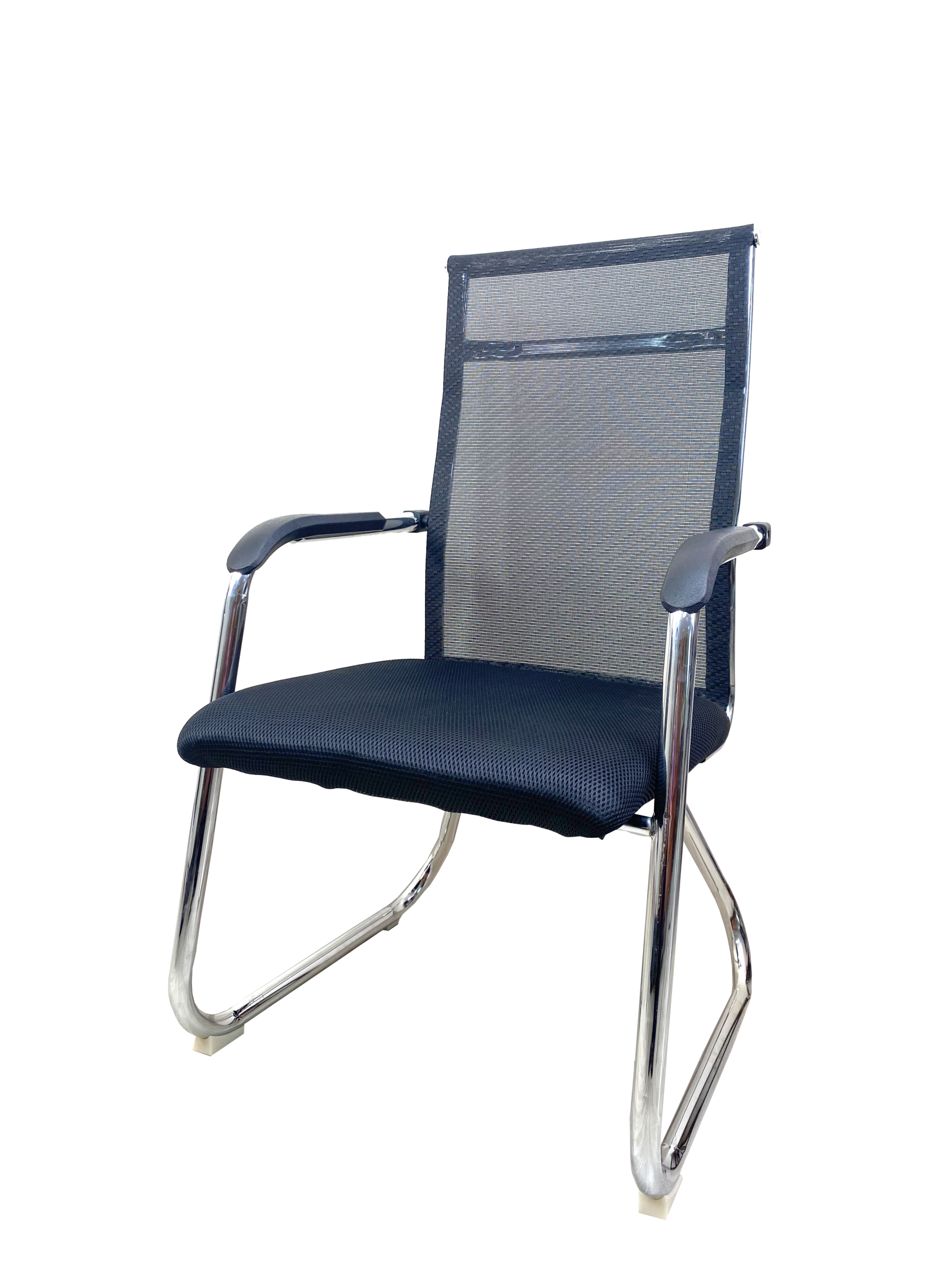 เก้าอี้สำนักงานไม่มีล้อ พนักพิงตาข่าย สีดำ - Image 3