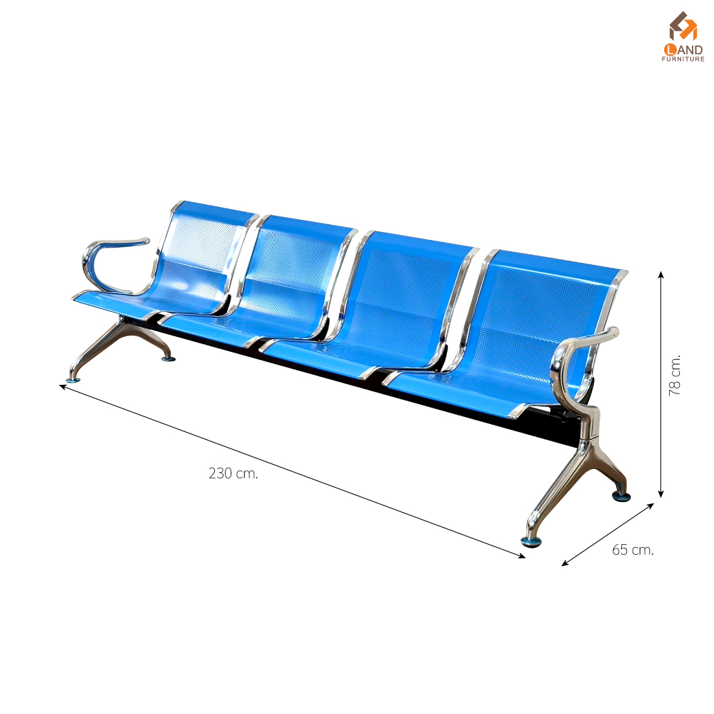 เก้าอี้แถว(เหล็ก) 4 ที่นั่ง ขนาด230*65*78cm. สีน้ำเงิน - Image 2