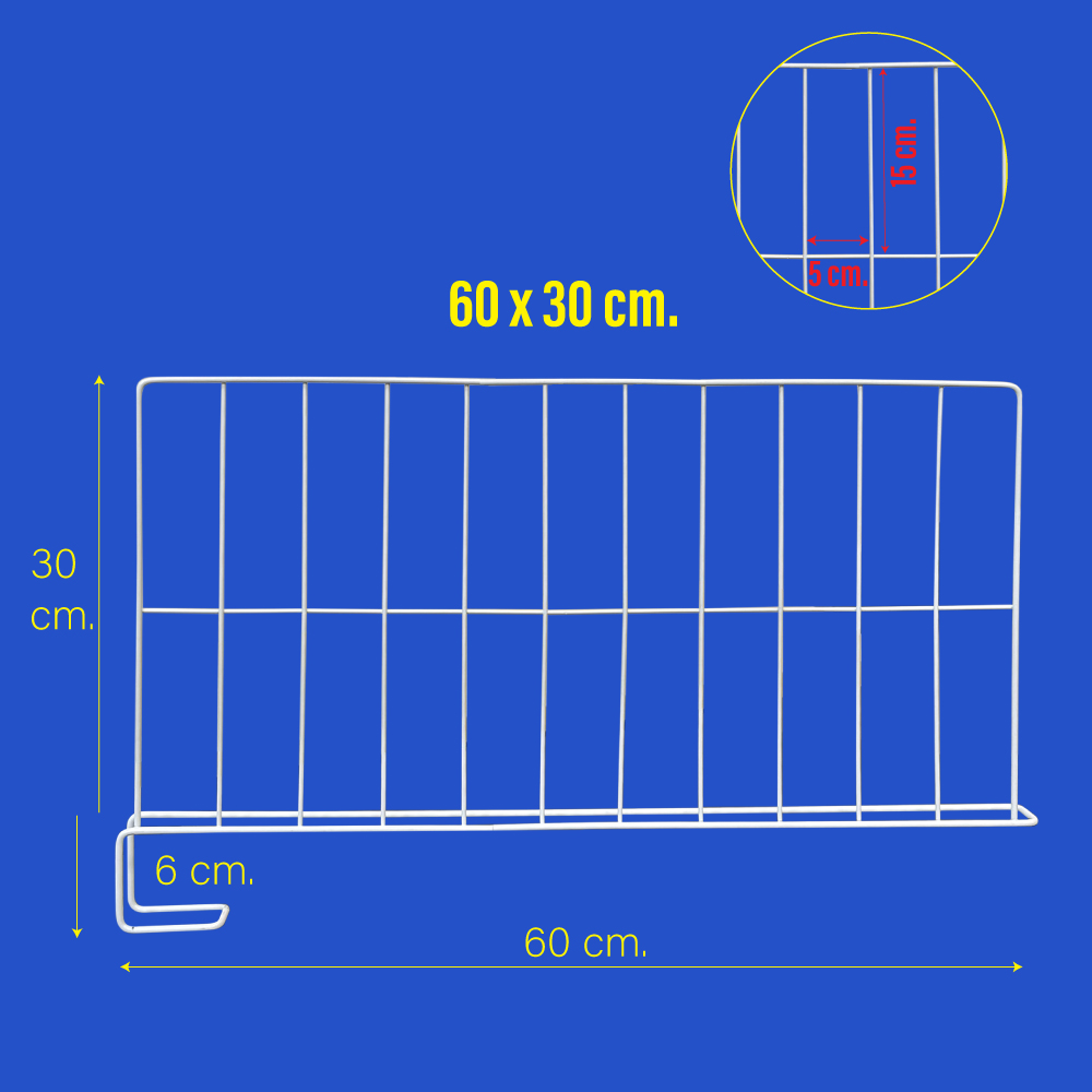 ตะแกรงแบ่งช่อง ตะแกรงกั้นของ สำหรับชั้นสต๊อกสินค้า สีขาว ขนาดกว้าง 60cm. สูง 30cm.