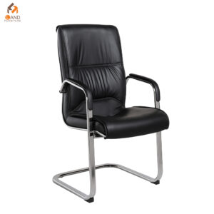 เก้าอี้สำนักงานไม่มีล้อ[501] ผิวหนัง สีดำ