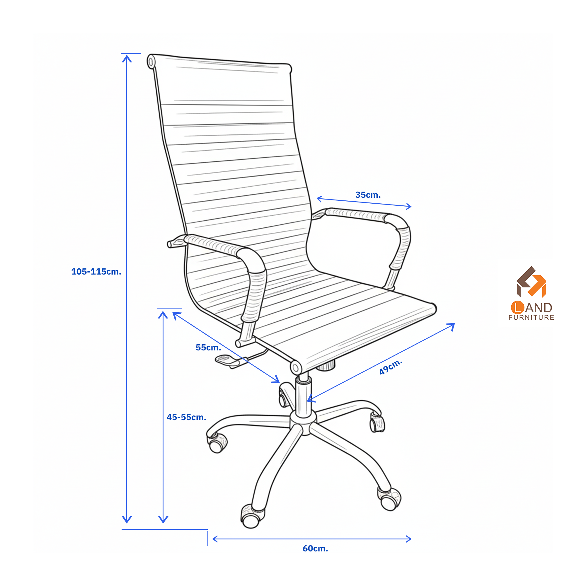 เก้าอี้สำนักงานทรงหนังริ้ว พนักพิงสูง(910) - Image 3