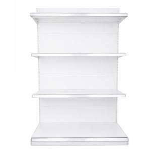 ชั้นมินิมาร์ท รุ่นหลังทึบ สีขาว รับน้ำหนักได้ 100 Kg. ต่อชั้น 1 หน้า 59*122*200 Cm. (ชุดต้น)