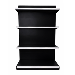 ชั้นมินิมาร์ท รุ่นหลังทึบ สีดำ รับน้ำหนักได้ 100 Kg. ต่อชั้น 1 หน้า 59*122*200 Cm. (ชุดต้น)