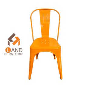 เก้าอี้เหล็ก มีพนักผิง [C-503] สีส้ม