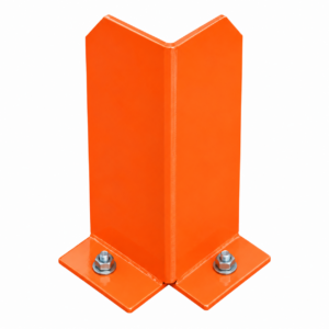 กันชน Crash Barriers ทรง L สีส้ม ขนาดสูง 300 มม. เหล็กหนา 3.0 มม. สำหรับป้องกันเสาชั้นวางสินค้า