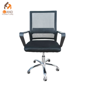 เก้าอี้สำนักงานมีล้อ รุ่น Central Back C-812 สีดำ พนักพิงตาข่าย ฐานโครเมียม