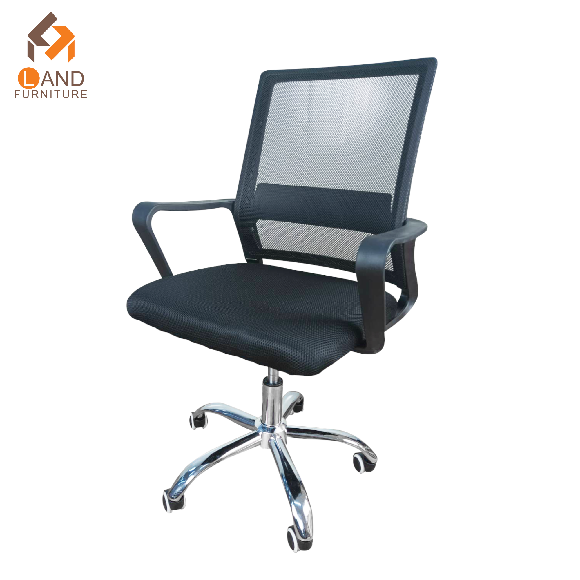 เก้าอี้สำนักงานมีล้อ รุ่น Central Back C-812 สีดำ พนักพิงตาข่าย ฐานโครเมียม - Image 3